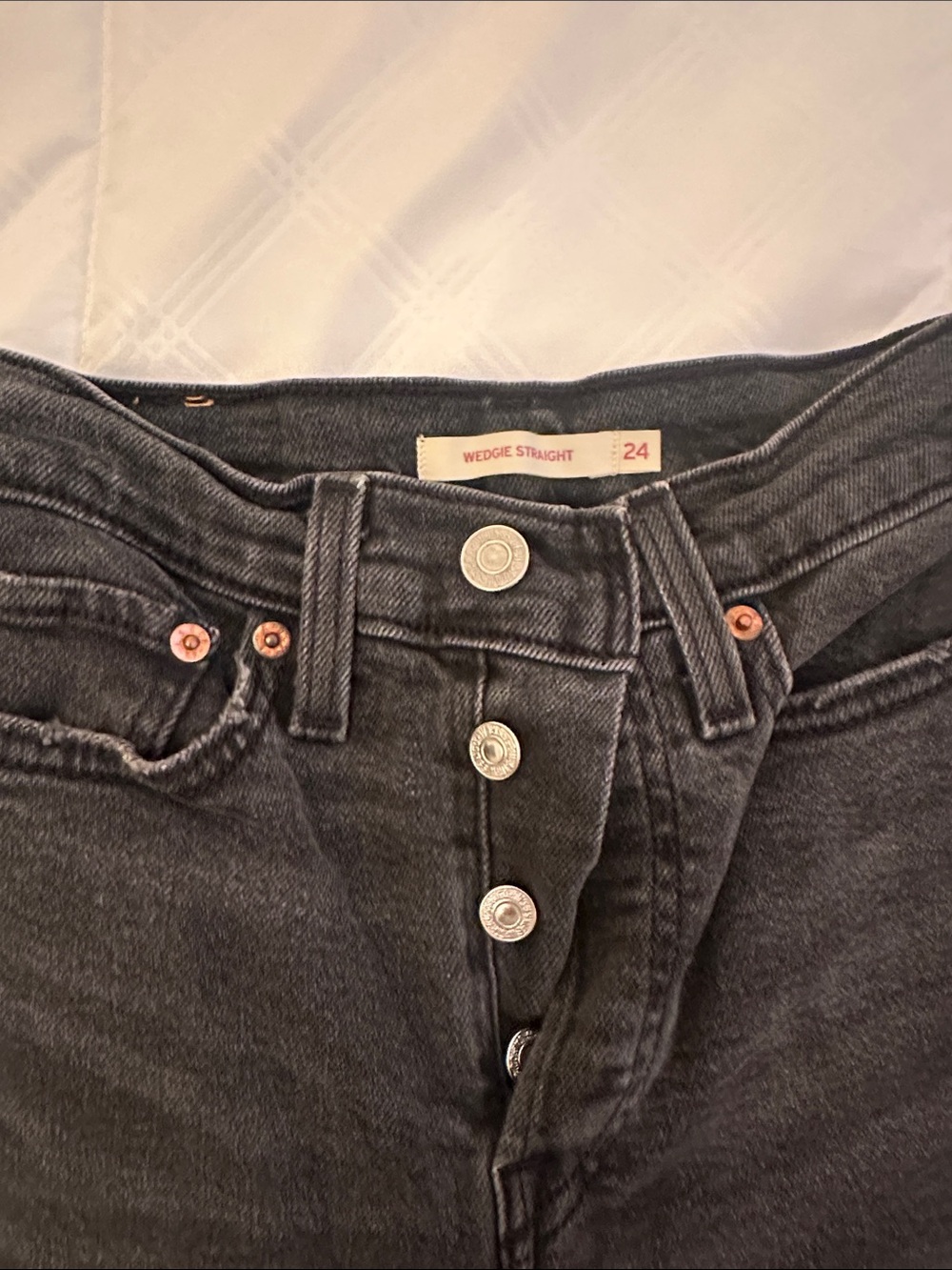 Levi's Washed Black Wedge Straight Jeans